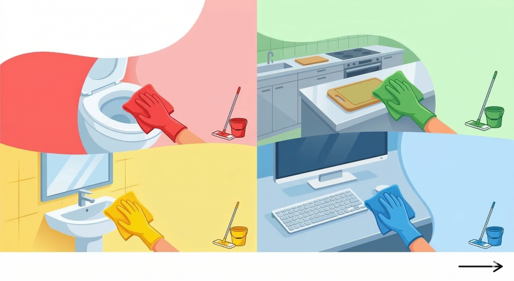 Sistema de cores na limpeza profissional